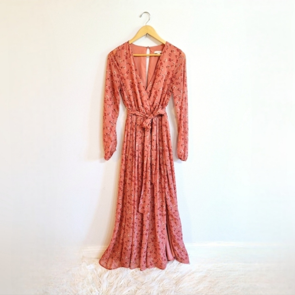 Eva Mendes x NY&CO Floral Fall Faux Wrap Maxi Dress